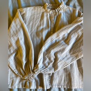 Wellington factory linen pinstripe blouse large
